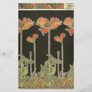 Papeterie Pavots vintages de Nouveau d'art populaire