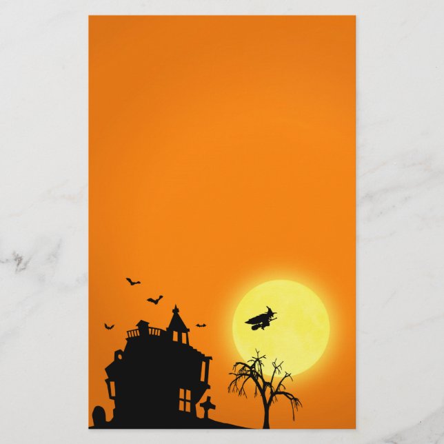 Papeterie Paysage heureux de silhouette de Halloween (Devant)