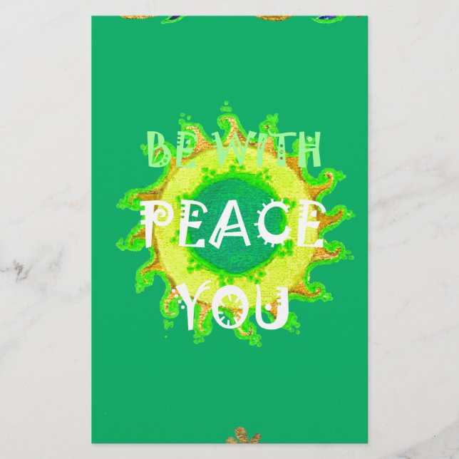 Papeterie Peace Be With You : Inspirant Vert et Jaune (Devant)
