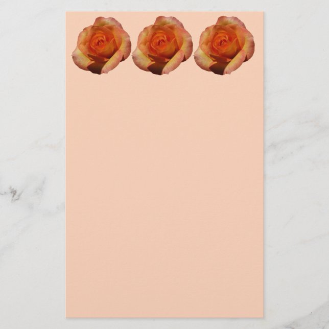 Papeterie Peach Rose Orange Floral Photographie (Devant)