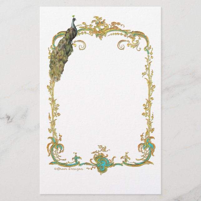 Papeterie Peacock avec cadre Or Ornate (Devant)