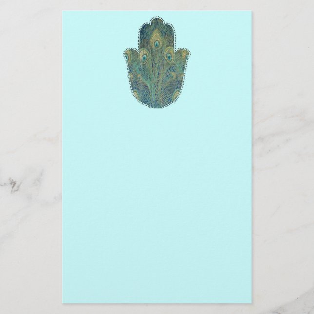Papeterie Peacock Feather Hamsa (Devant)