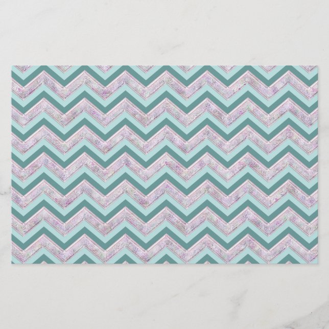 Papeterie Pearl Floral Turquoise ZigZag Motif (Devant)