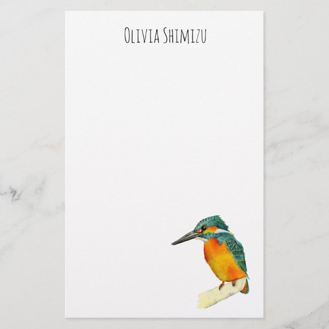 Papeterie Peinture d'aquarelle d'oiseau de martin-pêcheur (Devant)