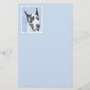 Papeterie Peinture de Great Dane (Arlequin) - Art original d
