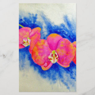 Papeterie Peinture d'orchidée romantique orange rose