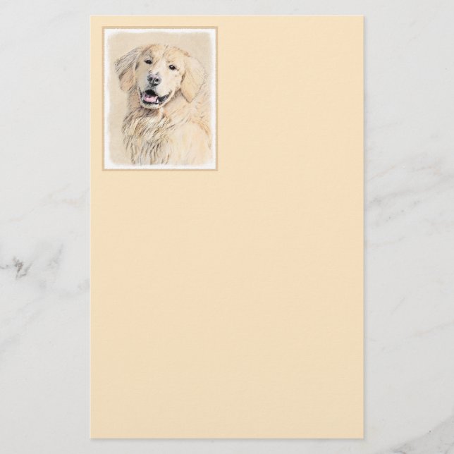 Papeterie Peinture Golden Retriever - Joli art original chie (Devant)