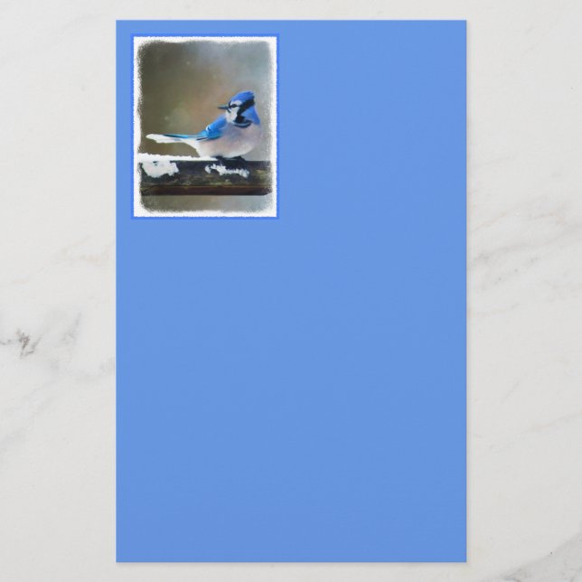 Papeterie Peinture Jay Bleu - Art Oiseau Original (Devant)