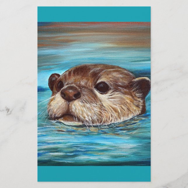 Papeterie Peinture sur la loutre de rivière (Devant)