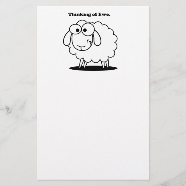 Papeterie Penser à l'agneau d'Ewe Mouton mignon dessin (Devant)