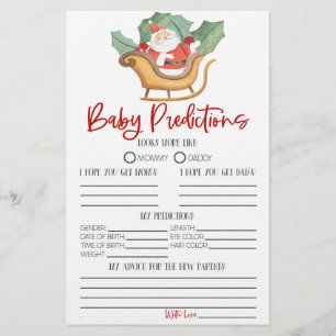 Papeterie Père Noël Noël Baby shower Prédictions Activité