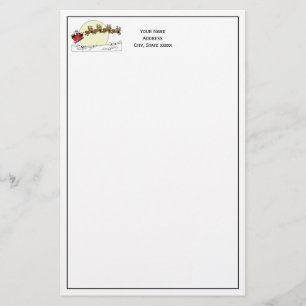 Papeterie Père Noël Reindeer Sur La Neige Couverte Ville Lt 