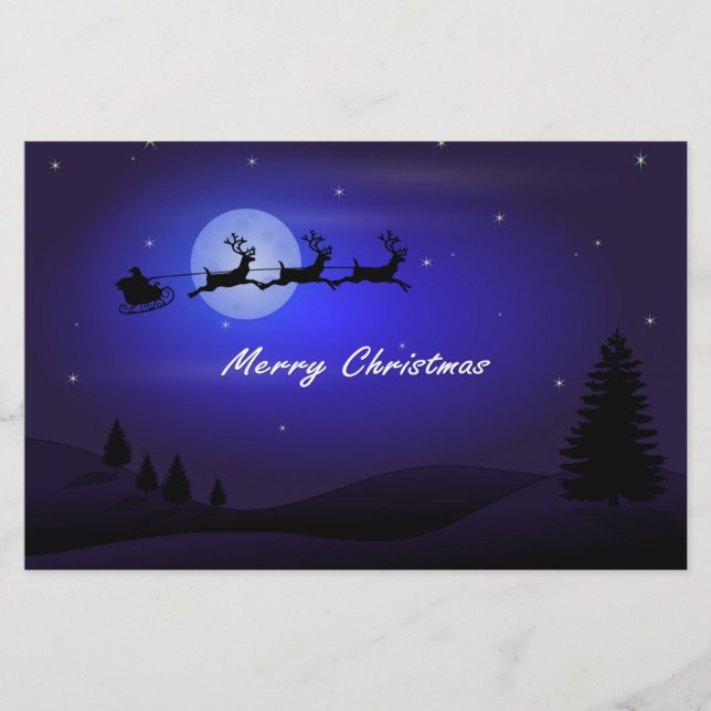 Papeterie Père Noël Sleigh Moon Joyeux Noël (Devant)