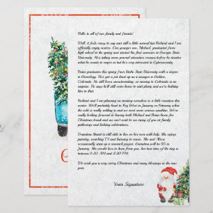 Papeterie père Noël Snow Christmas Family Newsletter Votre