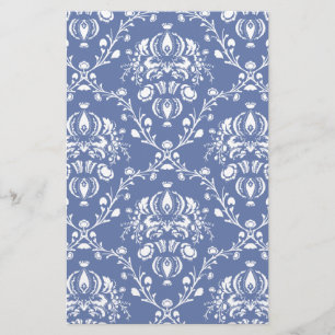 Papeterie Périwinkle bleu et blanc Damas