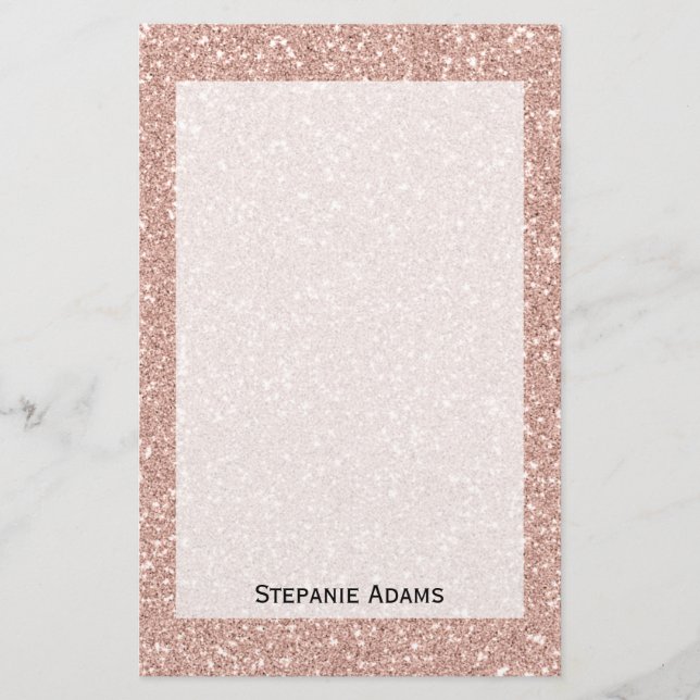 Papeterie Personalized Faux Rose Gold Glitter (Devant)