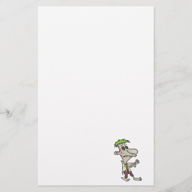 Papeterie personnage de dessin humoristique zombie idiot (Devant)