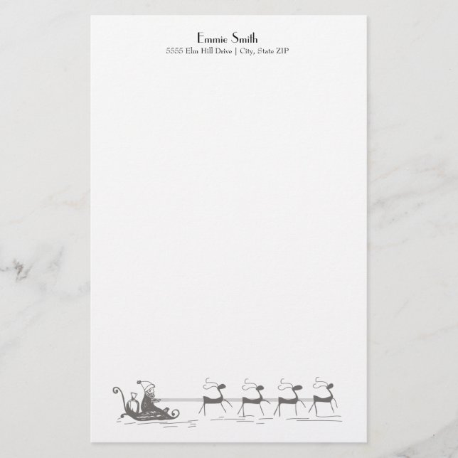 Papeterie Personnalisé Simple Blanc Noël Père Noël Sleigh (Devant)