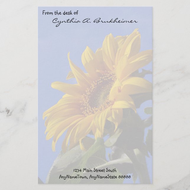 Papeterie personnalisée par tournesol jaune amorti (Devant)