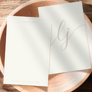 Papeterie personnalisée simple script rose ivoire