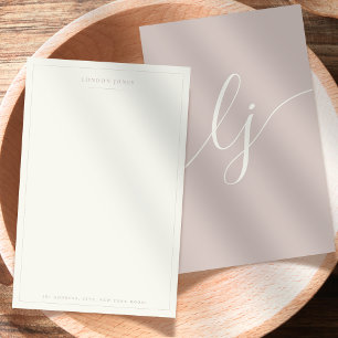 Papeterie personnalisée simple script Rose ivoire