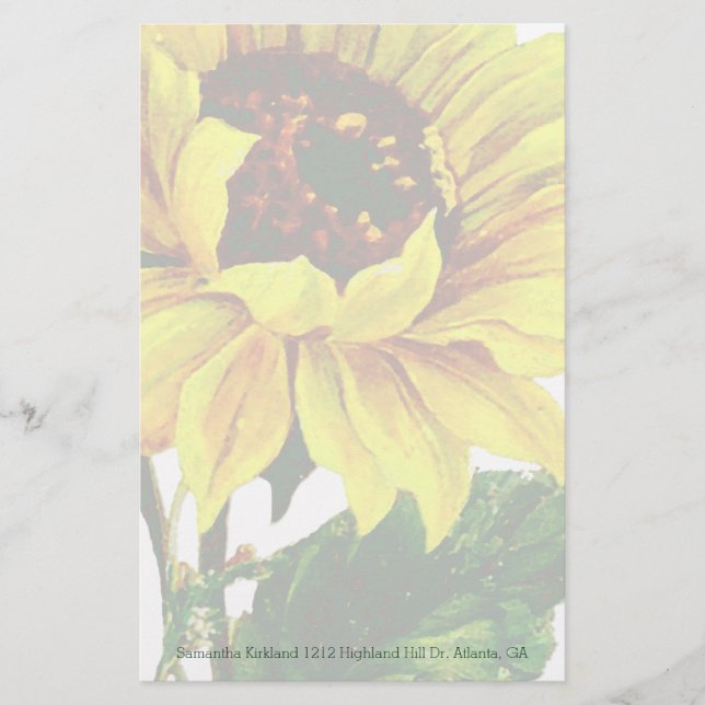 Papeterie personnalisée tournesol (Devant)