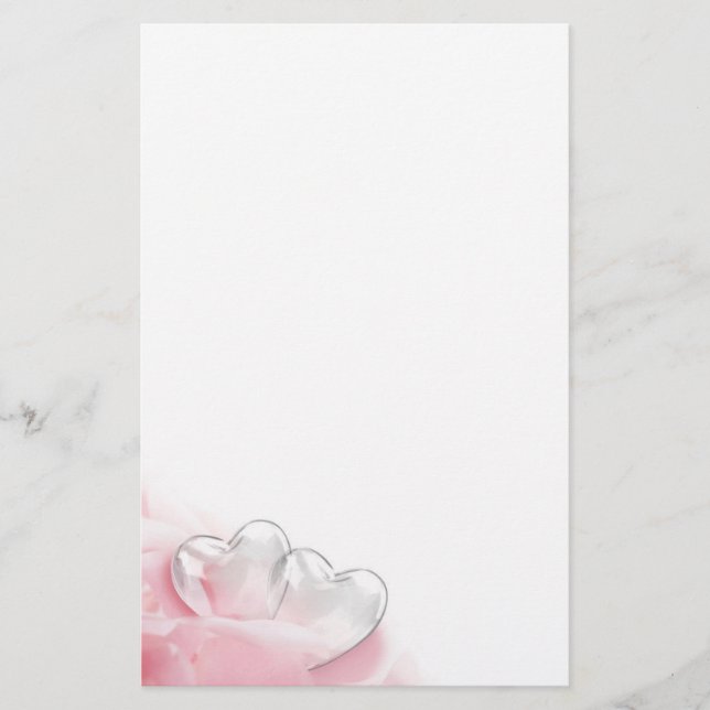 Papeterie Pétales de rose en verre romantiques de coeurs (Devant)