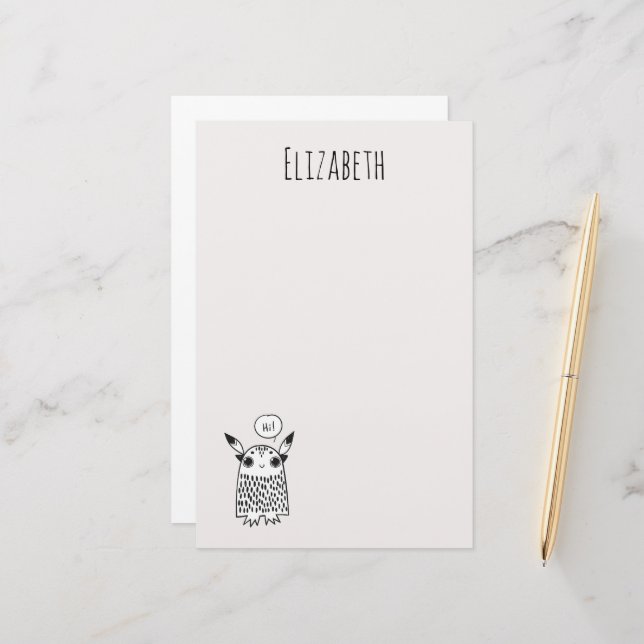 Papeterie Petit monstre mignon (Devant/Arrière en situation)