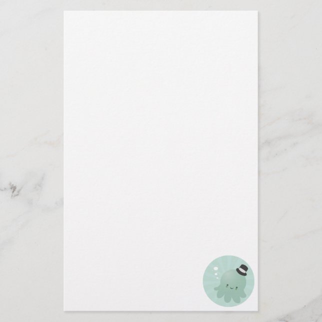 Papeterie Petit poulpe mignon utilisant un casquette (Devant)