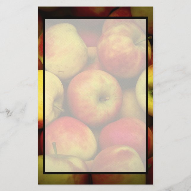 Papeterie Photo d'un boisseau de pommes jaunes et rouges (Devant)