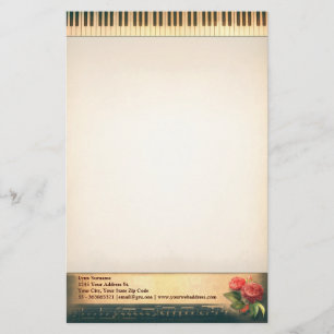 Papeterie piano vintage musical design stationnaire