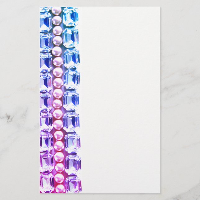 Papeterie Pierres et perles roses et bleues (Devant)