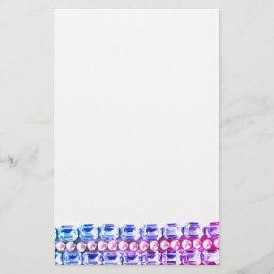 Papeterie Pierres et perles roses et bleues