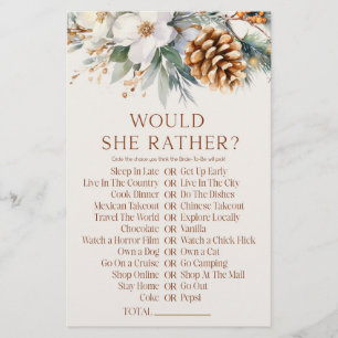 Papeterie Pine Tree Voudrait-Elle Préférer ? Jeu Fête des ma