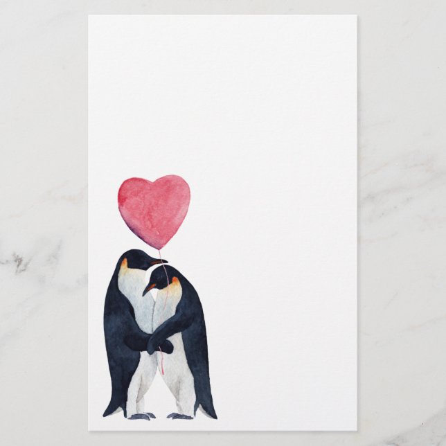 Papeterie Pingouins Empereur Couple Aquarelle  (Devant)
