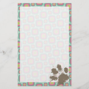 Papeterie Pink et Mint Retro; Funky Pawprint