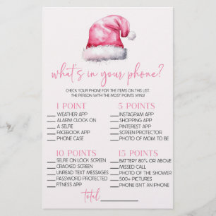 Papeterie Pink Père Noël What's In Your Phone Baby shower Je