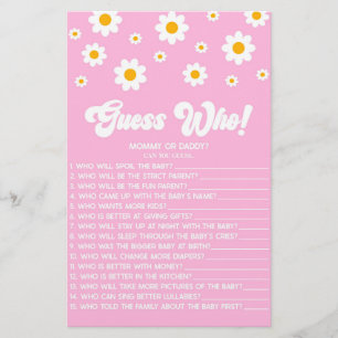 Papeterie Pink Retro Daisy Devine Qui ! Jeu baby shower