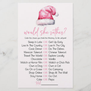 Papeterie Pink Santa Hat Voudrait-Elle Plutôt Baby shower Je