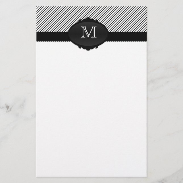 Papeterie Pinstripe monographique noir et blanc (Devant)
