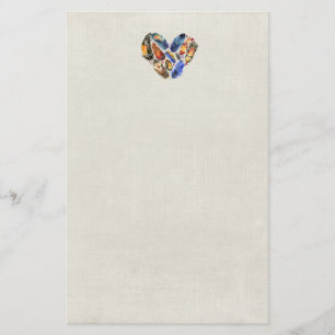 Papeterie Plumes en forme de coeur Aquarelle Design