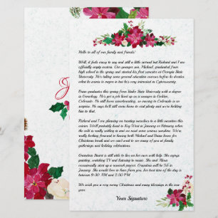 Papeterie Poinsettia Christmas Family Newsletter Votre texte
