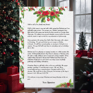 Papeterie Poinsettia Christmas Family Newsletter Votre texte
