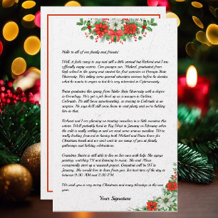 Papeterie Poinsettia Christmas Family Newsletter Votre texte