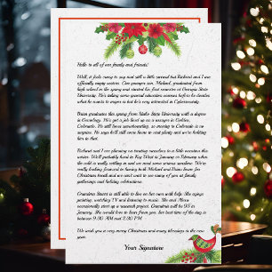 Papeterie Poinsettia Christmas Family Newsletter Votre texte