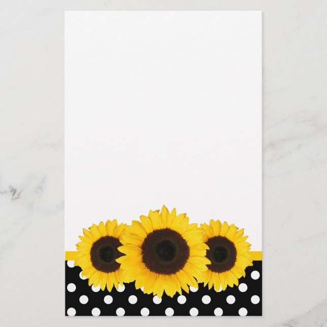 Papeterie Pois de tournesol noir et blanc (Devant)