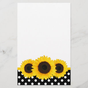 Papeterie Pois noir et blanc de tournesol
