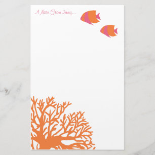 Papeterie Poisson-ange tropical orange et rose