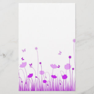 Papeterie Poppies violettes et blanches minimalistes prègnen