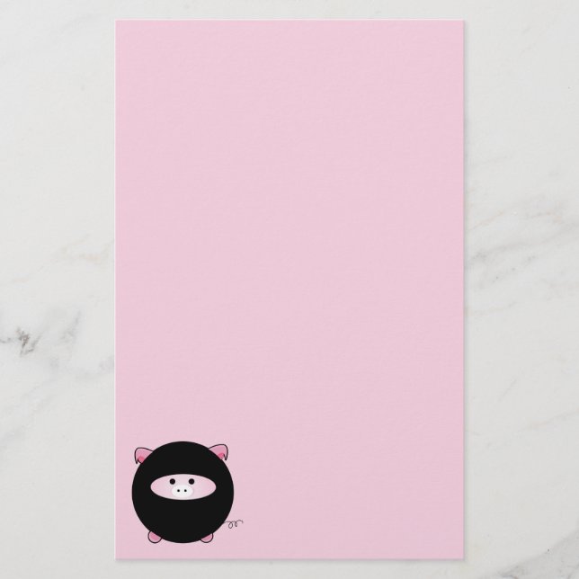 Papeterie Porc de Ninja sur le rose (Devant)